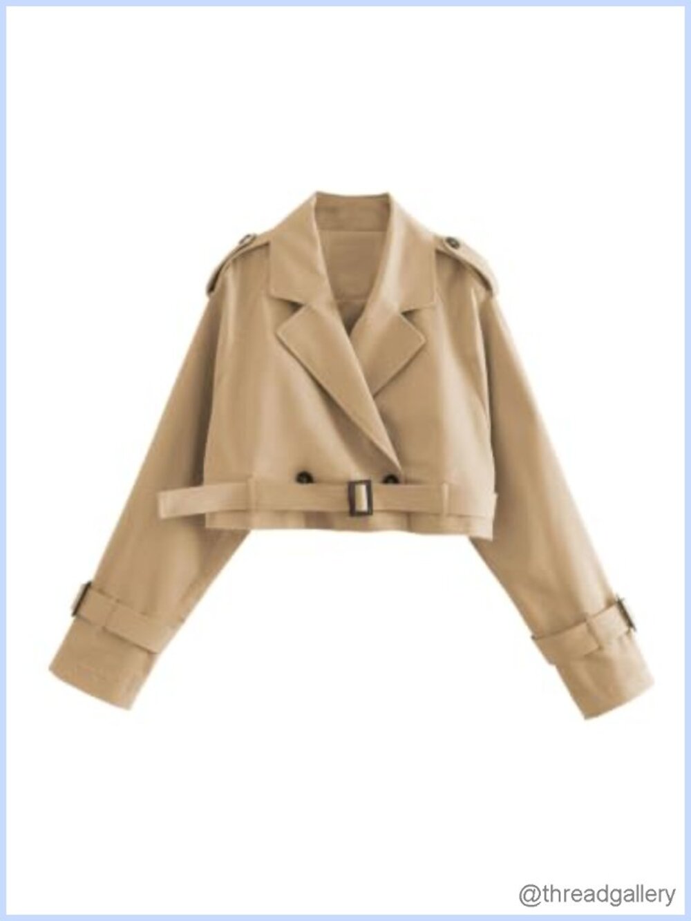 Women's Cropped Trench Coat Double Breasted Belted Jacket